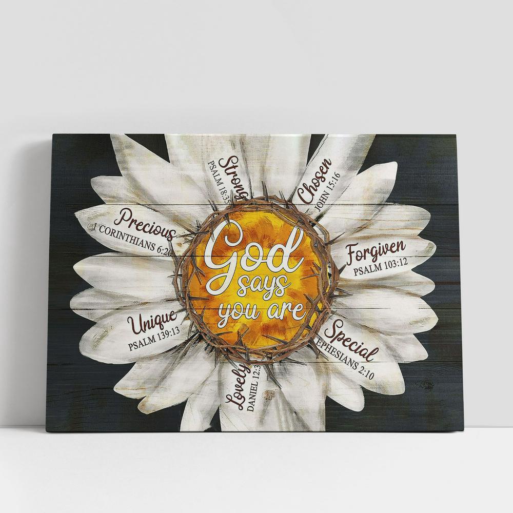 Christian Canvas Wall Art, God says you are Daisy flower Canvas Wall Art Christian Canvas Wall Art, God says you are Daisy flower Canvas Wall Art