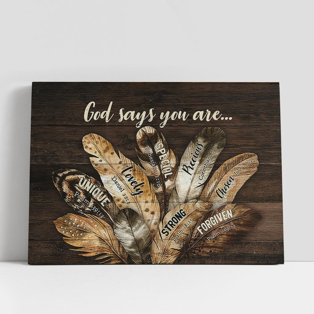 Christian Canvas Wall Art, God says you are Feather Canvas Wall Art Christian Canvas Wall Art, God says you are Feather Canvas Wall Art