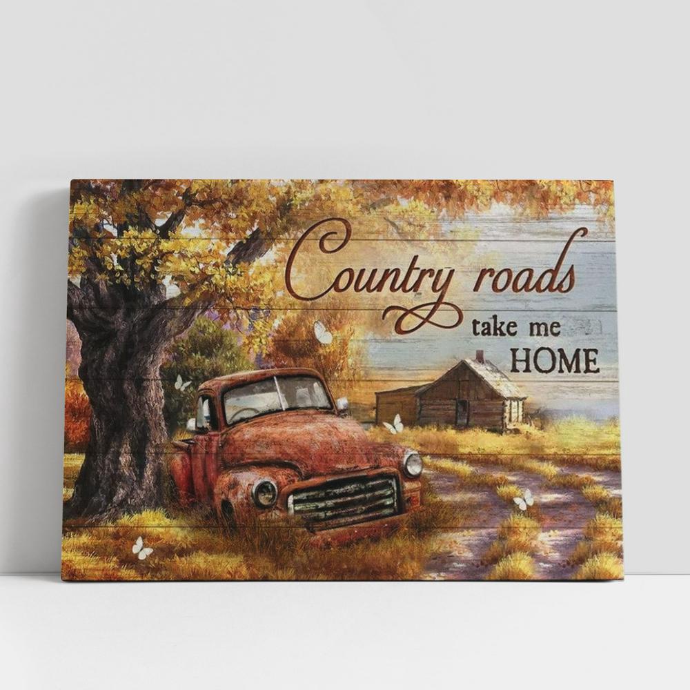 Christian Canvas Wall Art, Gorgeous Autumn Season, Old Red Truck, Country Roads Take Me Home Canvas Poster, Christian Canvas Art Christian Canvas Wall Art, Gorgeous Autumn Season, Old Red Truck, Country Roads Take Me Home Canvas Poster, Christian Canvas Art