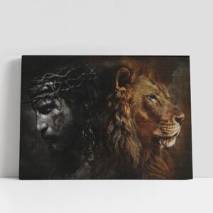 Christian Canvas Wall Art Great Lion Of Judah Crown Of Thorns Awesome Jesus And Lion Painting Canvas Poster Christian Canvas Art 1 mwedna.jpg