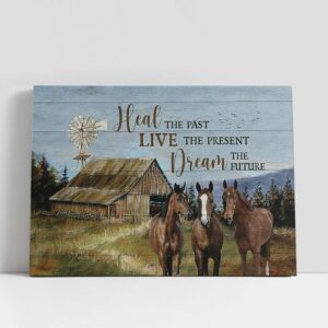 Christian Canvas Wall Art, Green Meadow Horses…