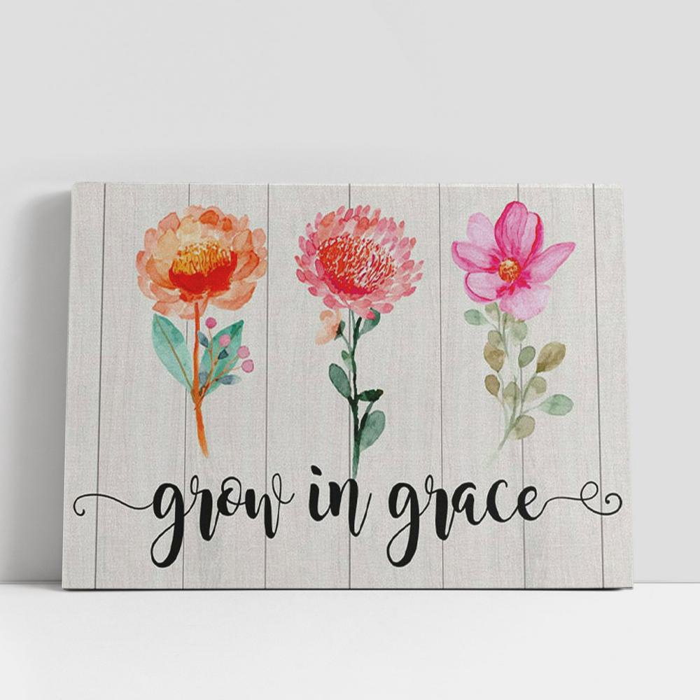 Christian Canvas Wall Art, Grow In Grace Canvas Wall Art, Christian Canvas Art