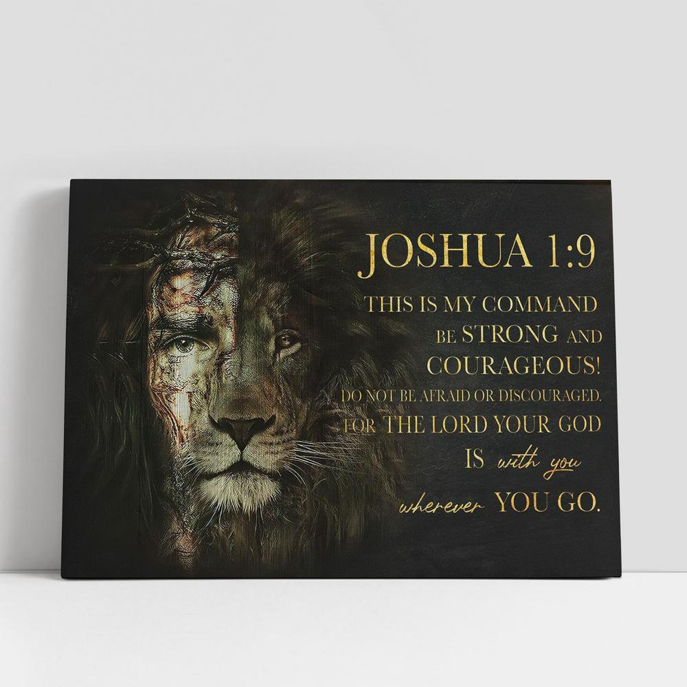 Christian Canvas Wall Art, Half Jesus Half Lion Canvas Prints, Joshua 1 9 Be Strong & Courageous, Jesus Christ Canvas, Christian Canvas Art Christian Canvas Wall Art, Half Jesus Half Lion Canvas Prints, Joshua 1 9 Be Strong & Courageous, Jesus Christ Canvas, Christian Canvas Art