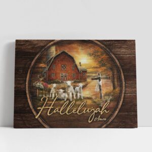 Christian Canvas Wall Art, Hallelujah Barn House…