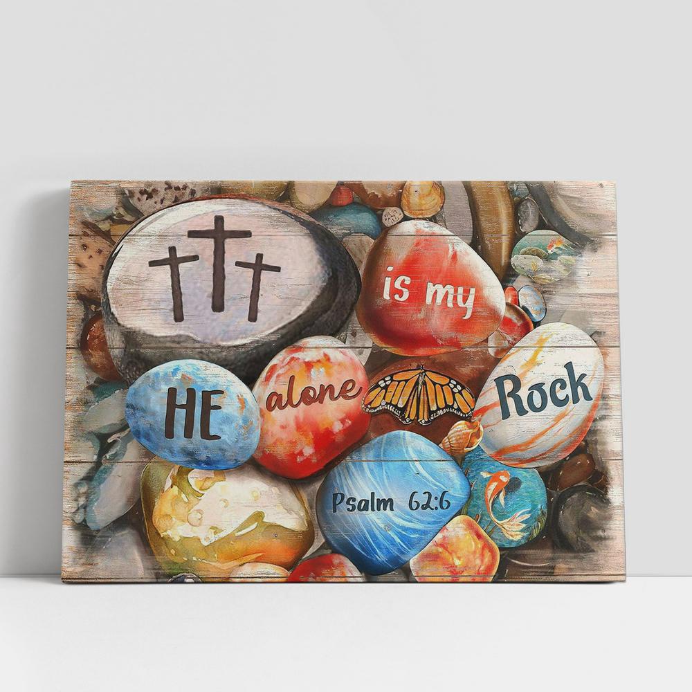 Christian Canvas Wall Art, He Alone Is My Rock Beach Rock Cross Butterfly Canvas Wall Art, Christian Canvas Art Christian Canvas Wall Art, He Alone Is My Rock Beach Rock Cross Butterfly Canvas Wall Art, Christian Canvas Art