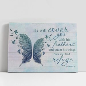 Christian Canvas Wall Art, He Will Cover…