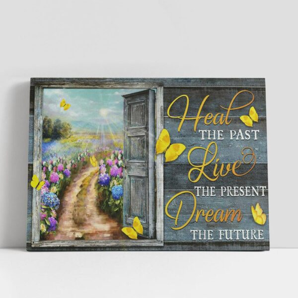 Christian Canvas Wall Art, Heal The Past Live The Present Dream The Future Flower Garden Large Canvas Art Home Decor, Christian Canvas Art