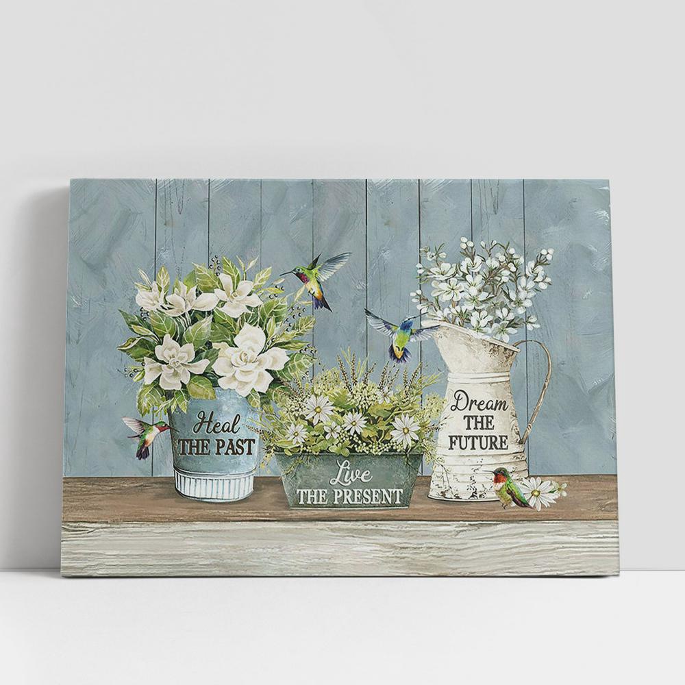 Christian Canvas Wall Art, Heal The Past Live The Present White Flower Garden Hummingbird Canvas Prints, Christian Canvas Art Christian Canvas Wall Art, Heal The Past Live The Present White Flower Garden Hummingbird Canvas Prints, Christian Canvas Art