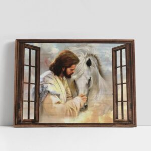 Christian Canvas Wall Art, Horse Painting, Jesus…