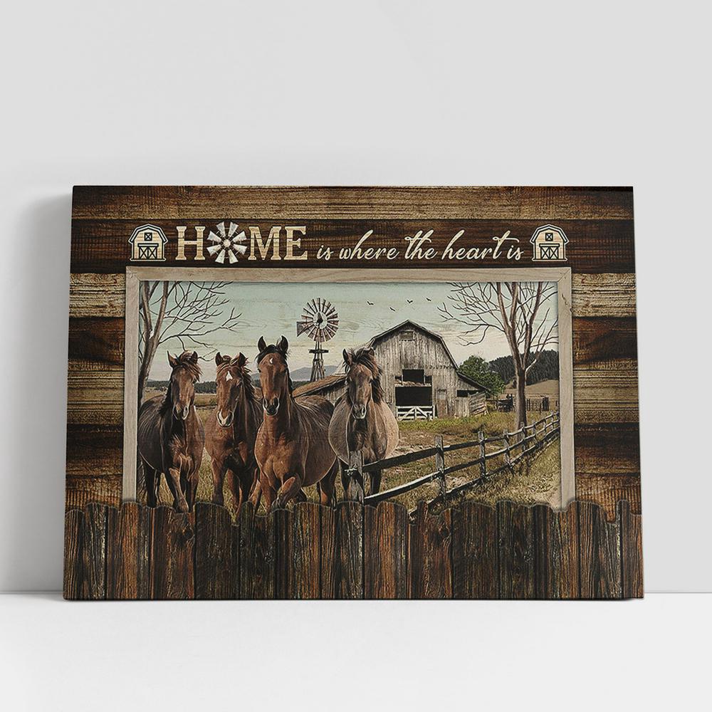 Christian Canvas Wall Art, Horses Home Is Where The Heart Is Wall Art Canvas, Gifts For Horse Lovers, Christian Canvas Art Christian Canvas Wall Art, Horses Home Is Where The Heart Is Wall Art Canvas, Gifts For Horse Lovers, Christian Canvas Art