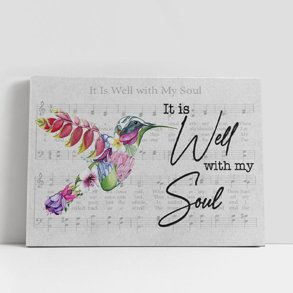 Christian Canvas Wall Art, Hummingbird Flower, It Is Well With My Soul Canvas Wall Art, Christian Canvas Art Christian Canvas Wall Art, Hummingbird Flower, It Is Well With My Soul Canvas Wall Art, Christian Canvas Art