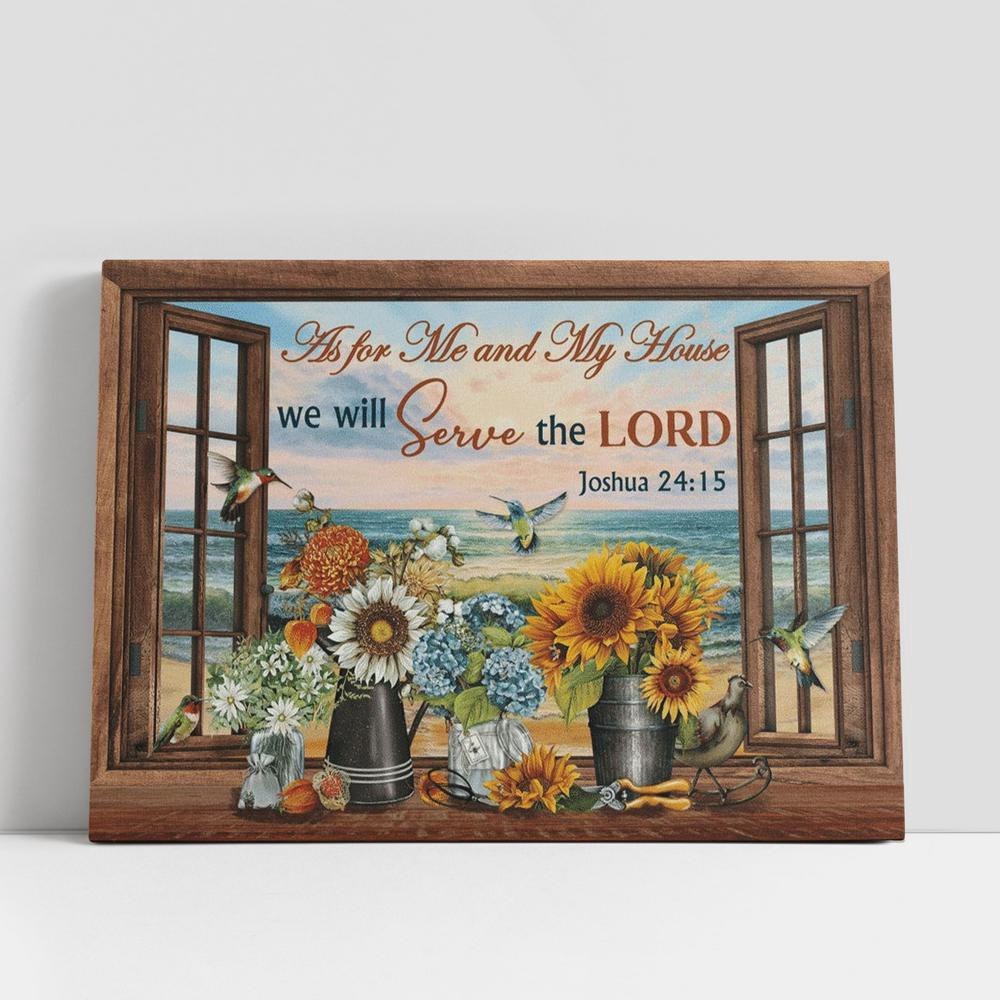 Christian Canvas Wall Art, Hummingbird Flowers Beach We Will Serve The Lord Canvas Poster, Christian Canvas Art Christian Canvas Wall Art, Hummingbird Flowers Beach We Will Serve The Lord Canvas Poster, Christian Canvas Art