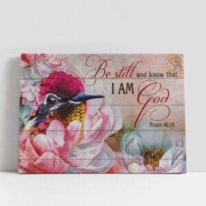 Christian Canvas Wall Art, Hummingbird, Pink Camellia…