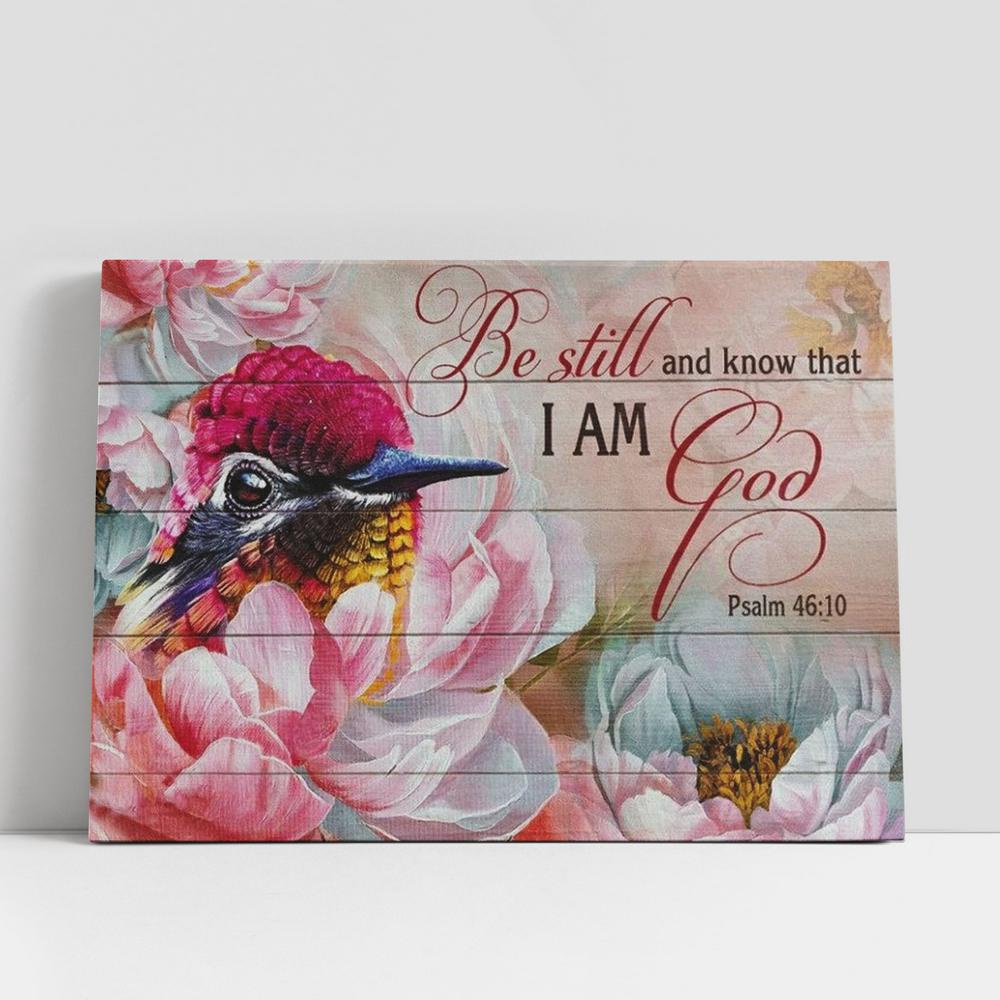 Christian Canvas Wall Art, Hummingbird, Pink Camellia Flower, Be Still And Know That I Am God Canvas Poster, Christian Canvas Art Christian Canvas Wall Art, Hummingbird, Pink Camellia Flower, Be Still And Know That I Am God Canvas Poster, Christian Canvas Art