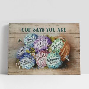 Christian Canvas Wall Art, Hydrangeas God Says…