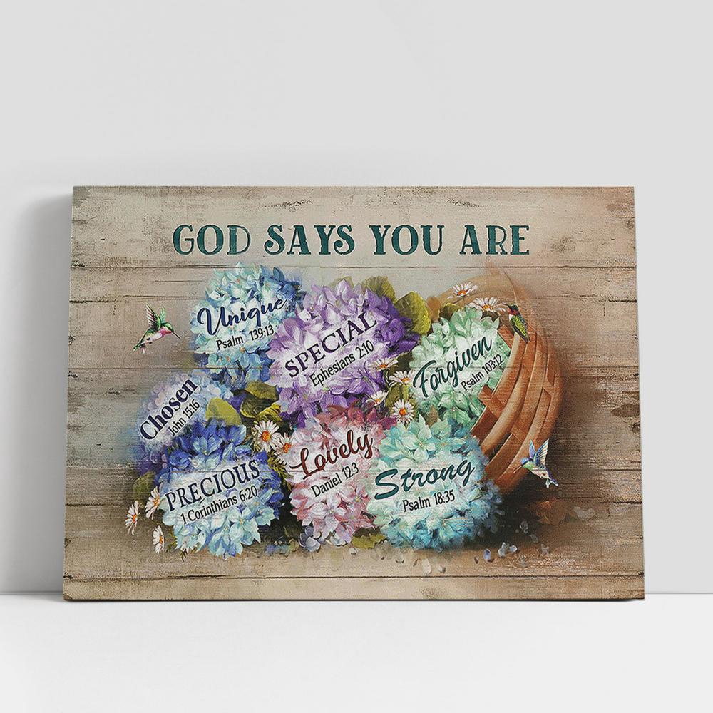 Christian Canvas Wall Art, Hydrangeas God Says You Are Unique Large Canvas Art, Christian Canvas Art Christian Canvas Wall Art, Hydrangeas God Says You Are Unique Large Canvas Art, Christian Canvas Art