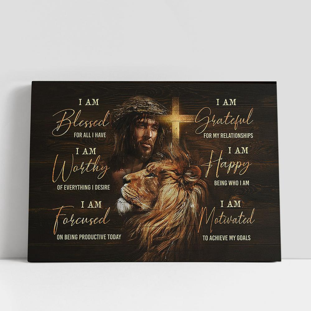 Christian Canvas Wall Art, I Am Bless For All I Have Canvas, Jesus Faith God Lion Head Large Canvas Art, Christian Canvas Art Christian Canvas Wall Art, I Am Bless For All I Have Canvas, Jesus Faith God Lion Head Large Canvas Art, Christian Canvas Art