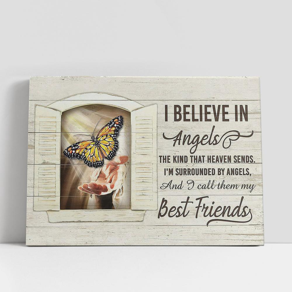Christian Canvas Wall Art, I Believe In Angel And Call Them My Best Friends Canvas, Jesus Hand Butterfly Wall Art Canvas, Christian Canvas Art Christian Canvas Wall Art, I Believe In Angel And Call Them My Best Friends Canvas, Jesus Hand Butterfly Wall Art Canvas, Christian Canvas Art