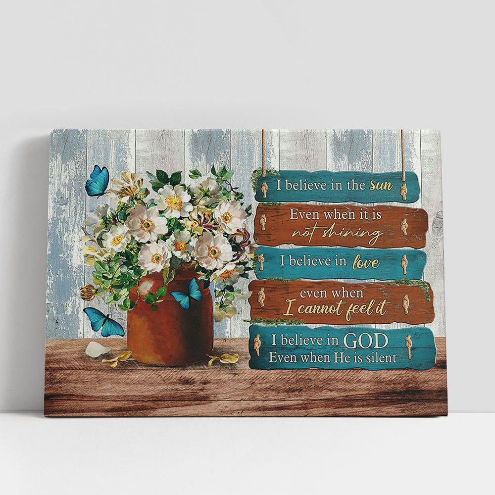 Christian Canvas Wall Art, I Believe In God Even When He Is Silent White Flower Canvas Prints, Christian Canvas Art Christian Canvas Wall Art, I Believe In God Even When He Is Silent White Flower Canvas Prints, Christian Canvas Art