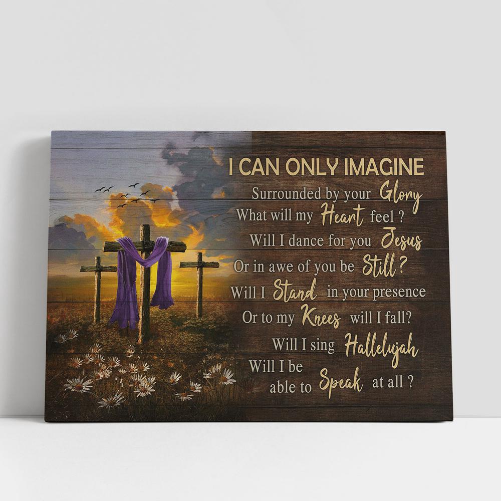 Christian Canvas Wall Art, I Can Only Image The Old Rugged Cross Daisy Flower Field Canvas Prints, Christian Canvas Art Christian Canvas Wall Art, I Can Only Image The Old Rugged Cross Daisy Flower Field Canvas Prints, Christian Canvas Art