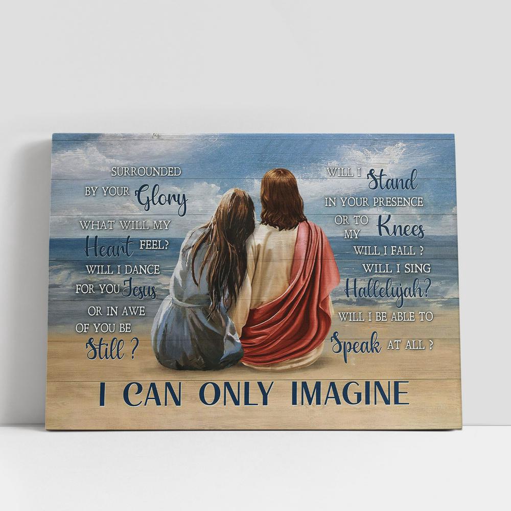 Christian Canvas Wall Art, I Can Only Imagine Blue Beach Girl Wall Art Canvas, Christian Canvas Art Christian Canvas Wall Art, I Can Only Imagine Blue Beach Girl Wall Art Canvas, Christian Canvas Art