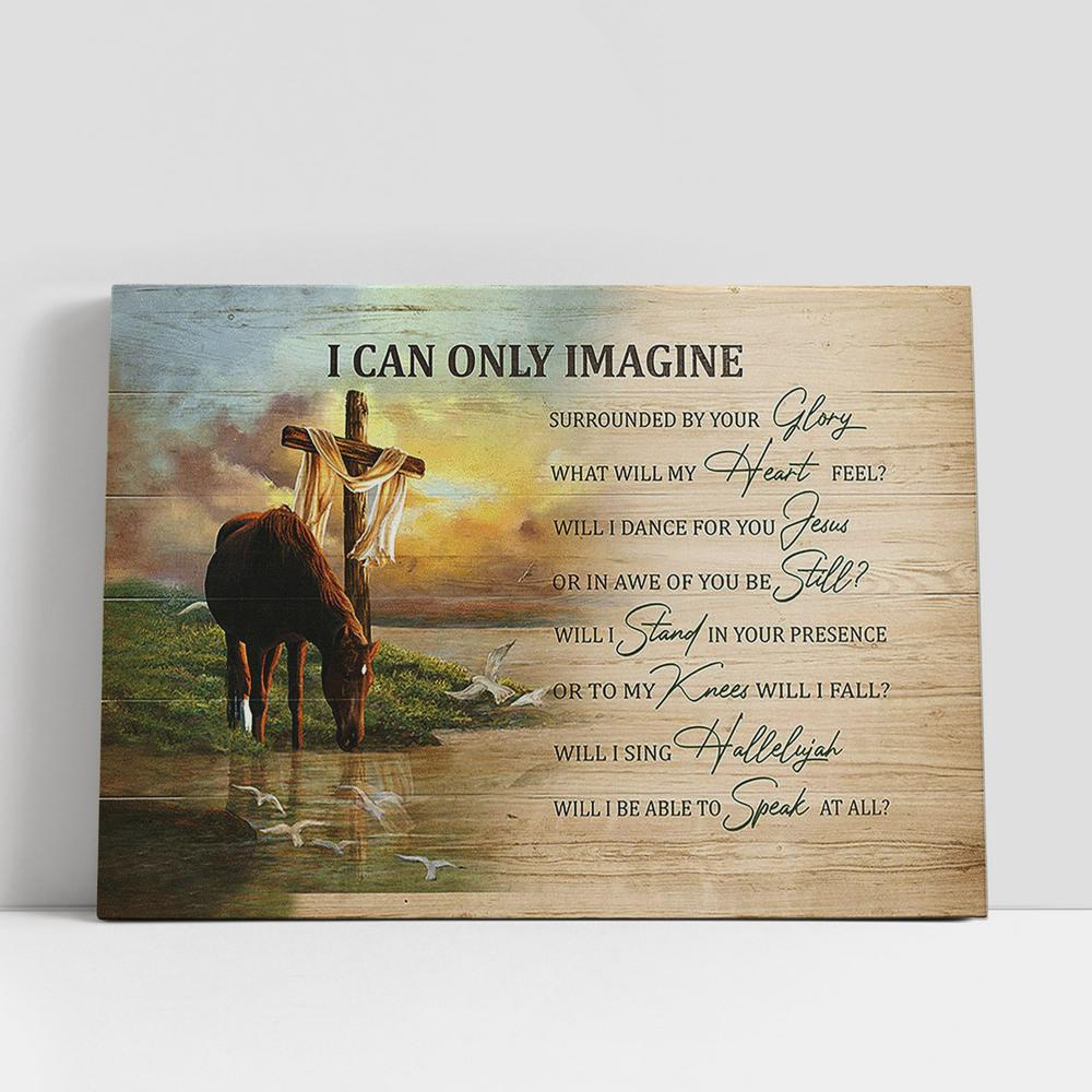 Christian Canvas Wall Art, I Can Only Imagine Horse River Cross Wall Art Canvas, Gifts For Horse Lovers, Christian Canvas Art Christian Canvas Wall Art, I Can Only Imagine Horse River Cross Wall Art Canvas, Gifts For Horse Lovers, Christian Canvas Art