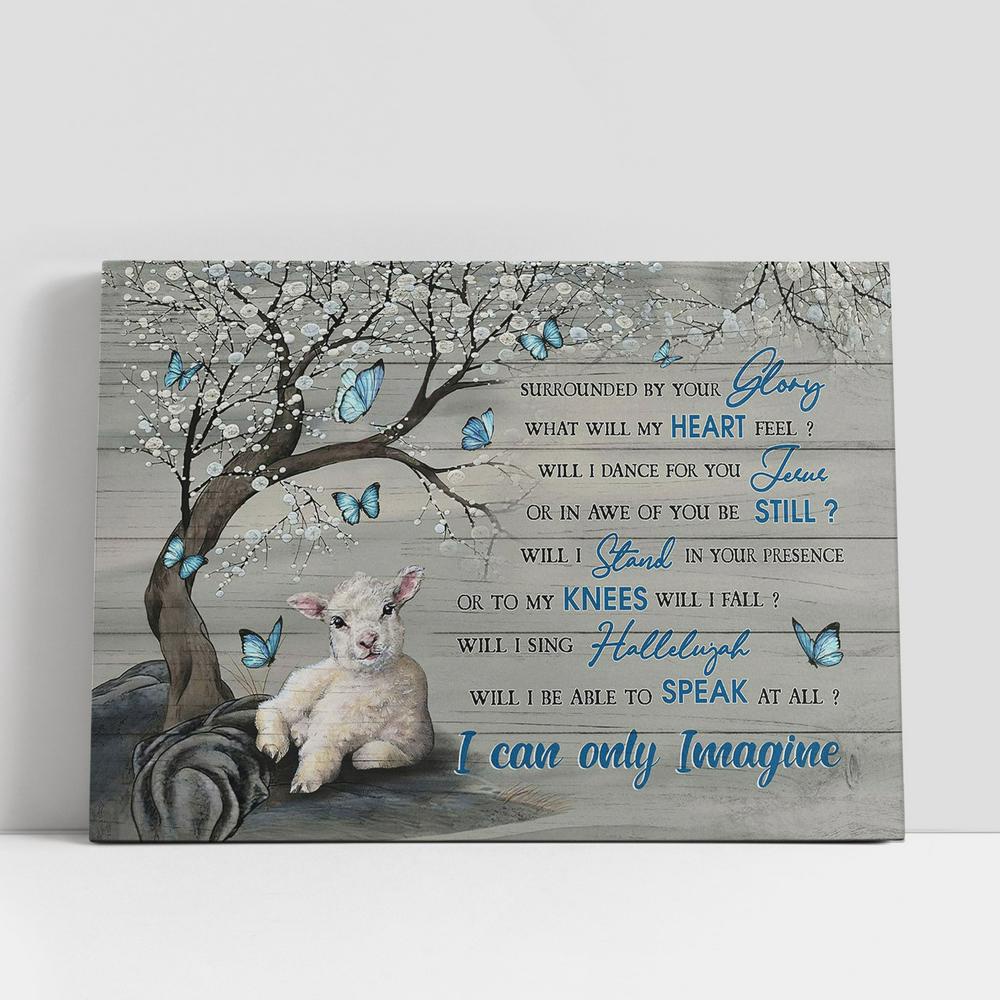 Christian Canvas Wall Art, I Can Only Imagine The Little Lamb Blue Butterflies Canvas Prints, Christian Canvas Art Christian Canvas Wall Art, I Can Only Imagine The Little Lamb Blue Butterflies Canvas Prints, Christian Canvas Art