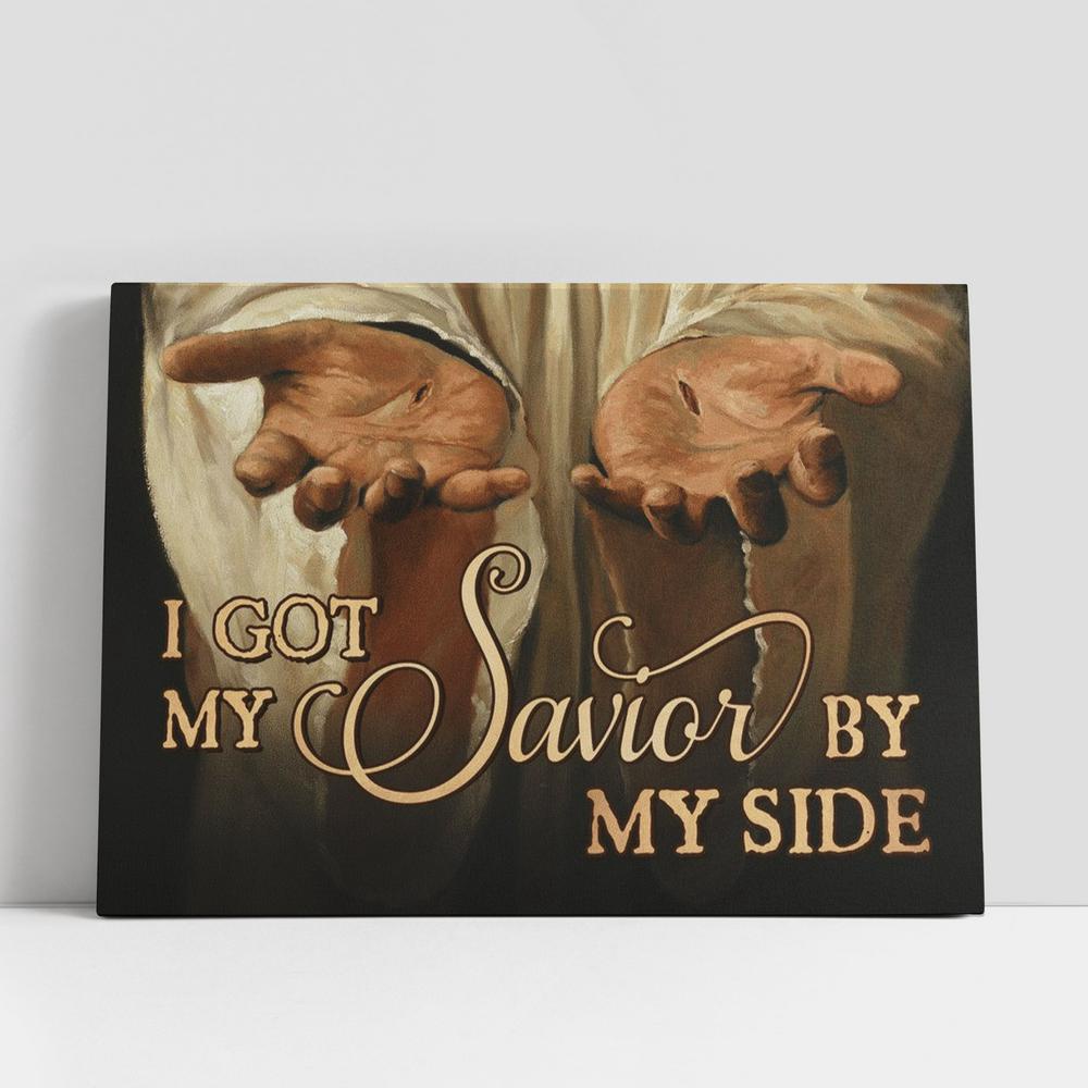 Christian Canvas Wall Art, I Got My Savior By My Side Jesus Hand Canvas Poster, Christian Canvas Art Christian Canvas Wall Art, I Got My Savior By My Side Jesus Hand Canvas Poster, Christian Canvas Art