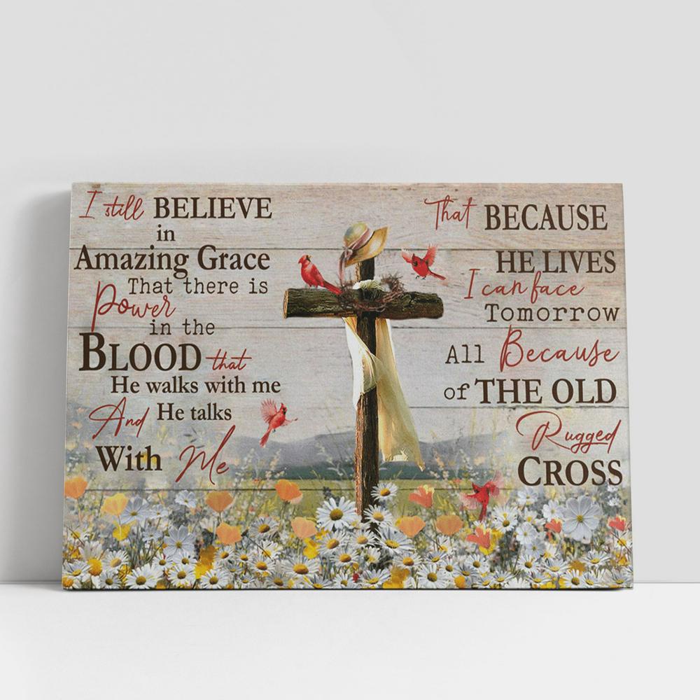 Christian Canvas Wall Art, I Still Believe In Amazing Grace Cross Daisy Field Cardinal Large Canvas Art Home Decor, Christian Canvas Art Christian Canvas Wall Art, I Still Believe In Amazing Grace Cross Daisy Field Cardinal Large Canvas Art Home Decor, Christian Canvas Art