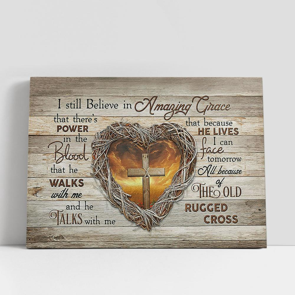 Christian Canvas Wall Art, I Still Believe In Amazing Grace Heart Of Thorns Wooden Cross Large Canvas Art, Christian Canvas Art Christian Canvas Wall Art, I Still Believe In Amazing Grace Heart Of Thorns Wooden Cross Large Canvas Art, Christian Canvas Art