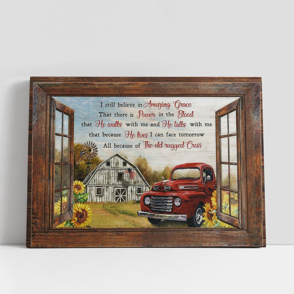 Christian Canvas Wall Art, I Still Believe In Amazing Grace Sunflower Farm Red Ladybug Car Large Canvas Art, Christian Canvas Art Christian Canvas Wall Art, I Still Believe In Amazing Grace Sunflower Farm Red Ladybug Car Large Canvas Art, Christian Canvas Art