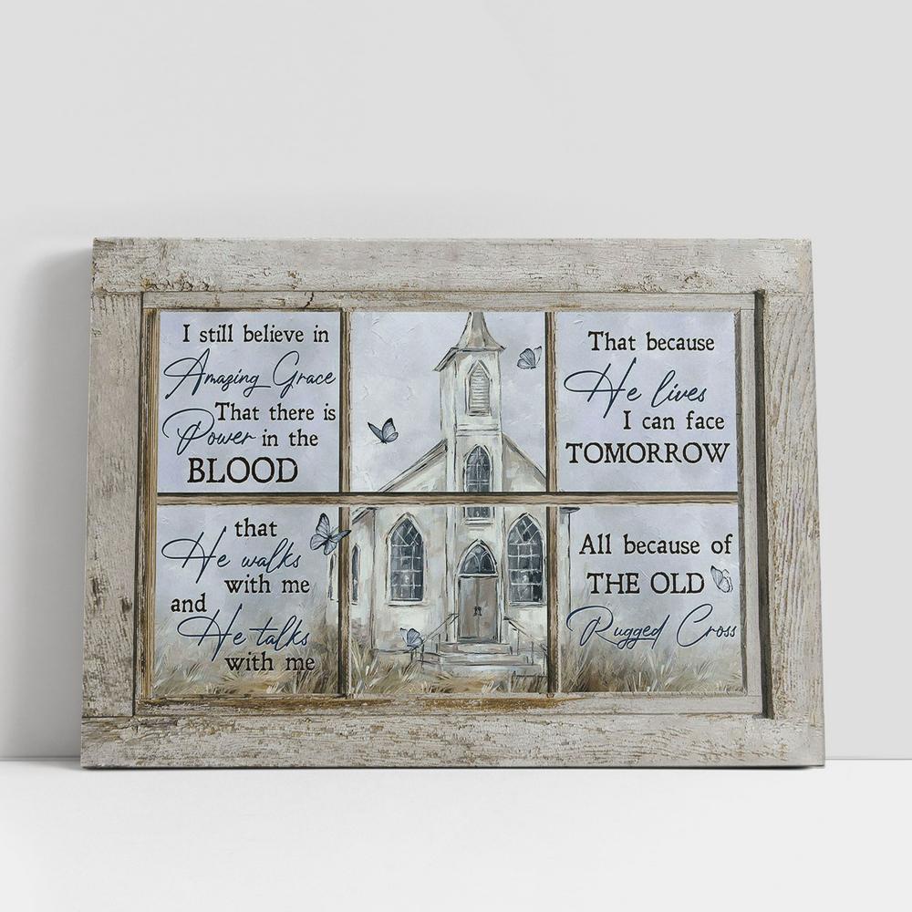 Christian Canvas Wall Art, I Still Believe In Grace Church Blue Butterfly Canvas Prints, Christian Canvas Art