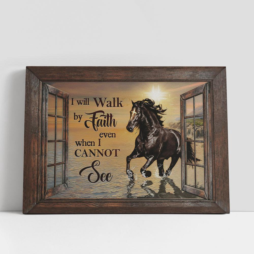 Christian Canvas Wall Art, I Will Walk By Faith Black Horse Sunset Wall Art Canvas, Christian Canvas Art Christian Canvas Wall Art, I Will Walk By Faith Black Horse Sunset Wall Art Canvas, Christian Canvas Art
