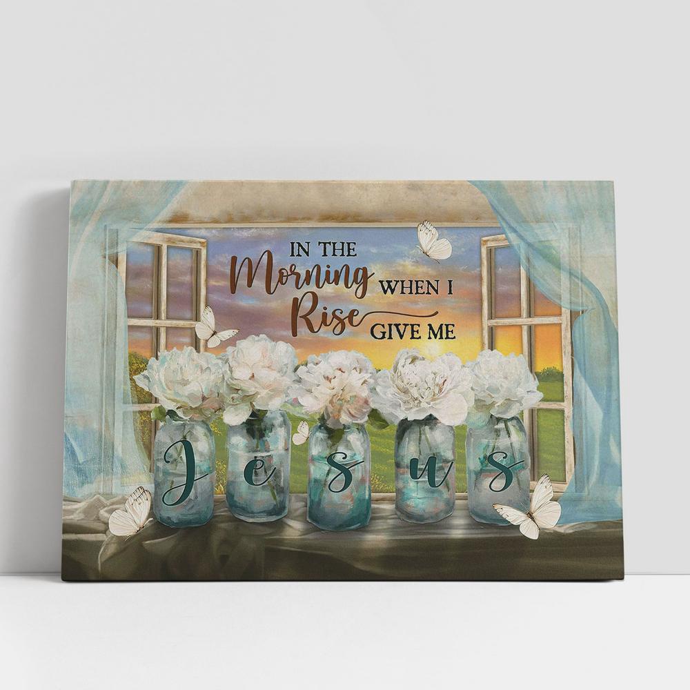 Christian Canvas Wall Art, In The Morning When I Rise White Flower Orange Sunset Butterfly Canvas Art, Christian Canvas Art Christian Canvas Wall Art, In The Morning When I Rise White Flower Orange Sunset Butterfly Canvas Art, Christian Canvas Art