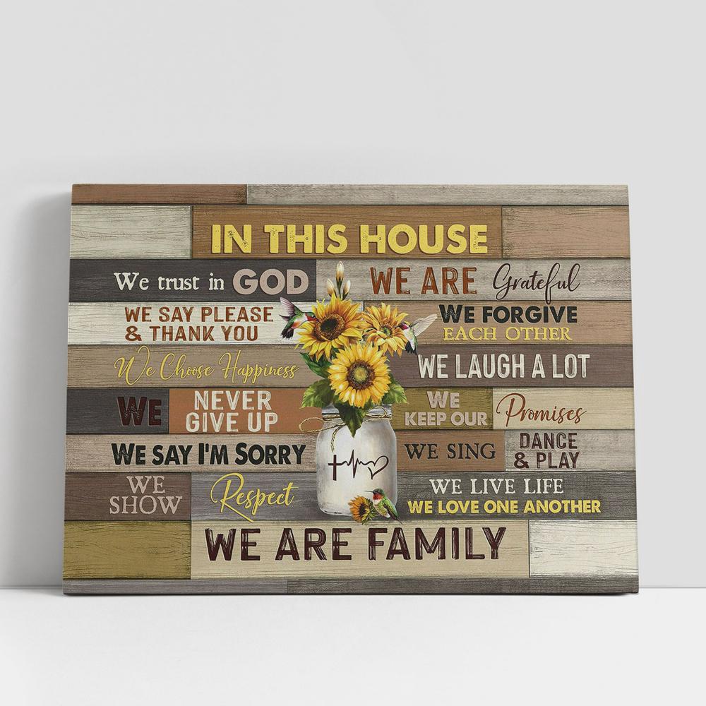 Christian Canvas Wall Art, In This House We Trust In God Sunflower Hummingbird Canvas Art, Christian Canvas Art Christian Canvas Wall Art, In This House We Trust In God Sunflower Hummingbird Canvas Art, Christian Canvas Art