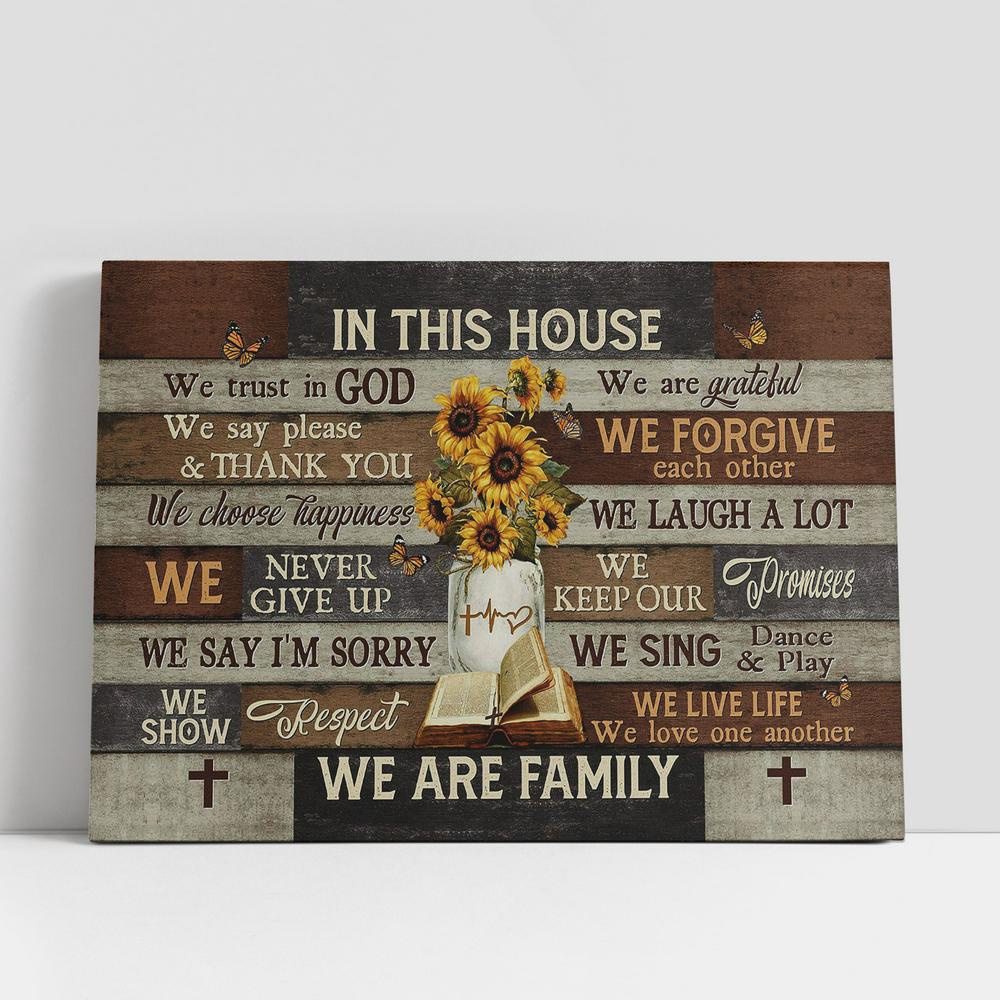 Christian Canvas Wall Art, In This House We Trust In God Sunflower Vase Canvas Art, Christian Canvas Art Christian Canvas Wall Art, In This House We Trust In God Sunflower Vase Canvas Art, Christian Canvas Art