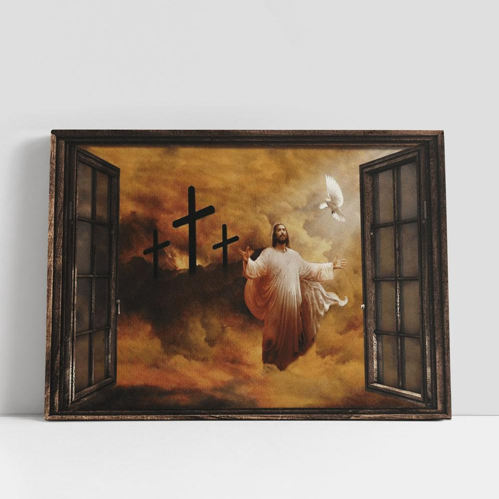 Christian Canvas Wall Art, Jesus And Dove The Rugged Cross Heaven’s Lights Canvas Poster, Christian Canvas Art Christian Canvas Wall Art, Jesus And Dove The Rugged Cross Heaven’s Lights Canvas Poster, Christian Canvas Art
