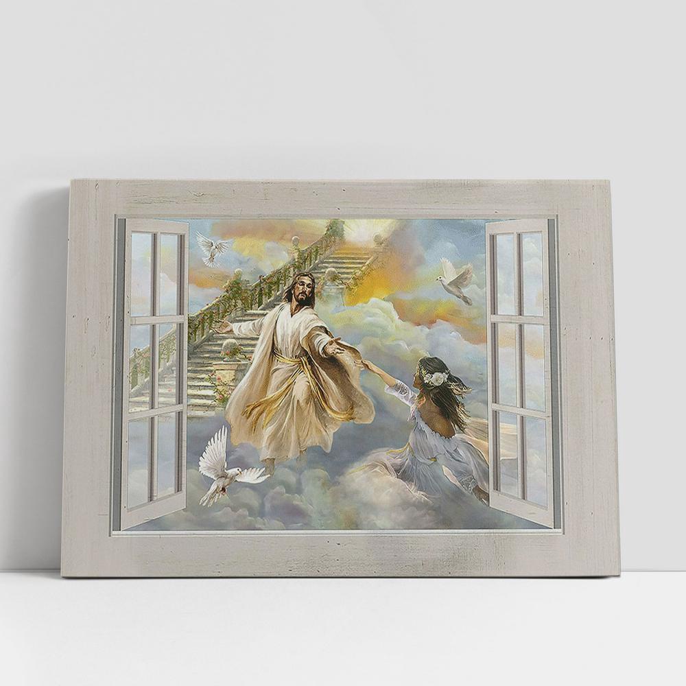 Christian Canvas Wall Art, Jesus Beautiful Girl The Way To Heaven Canvas Art Decor, Christian Canvas Art Christian Canvas Wall Art, Jesus Beautiful Girl The Way To Heaven Canvas Art Decor, Christian Canvas Art