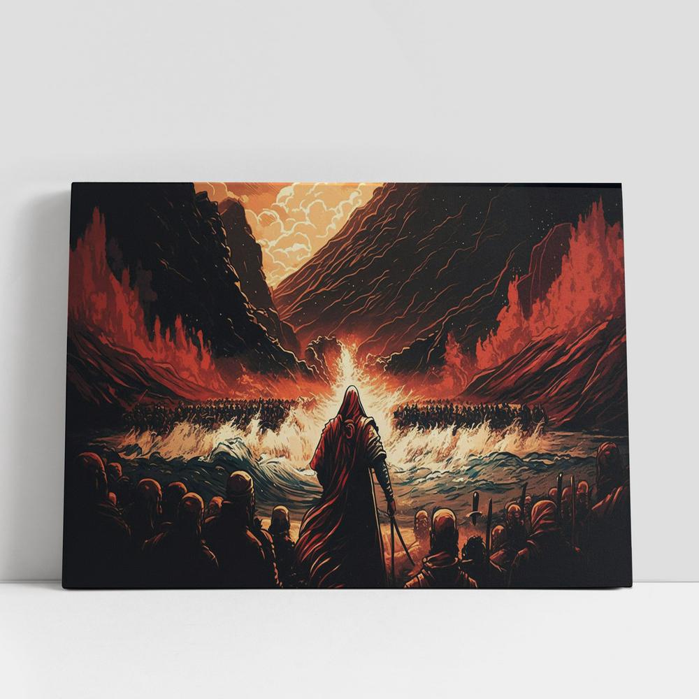 Christian Canvas Wall Art, Jesus Bible Moses Crossing Red Sea Canvas Pictures, Faith Art, Christian Canvas Art