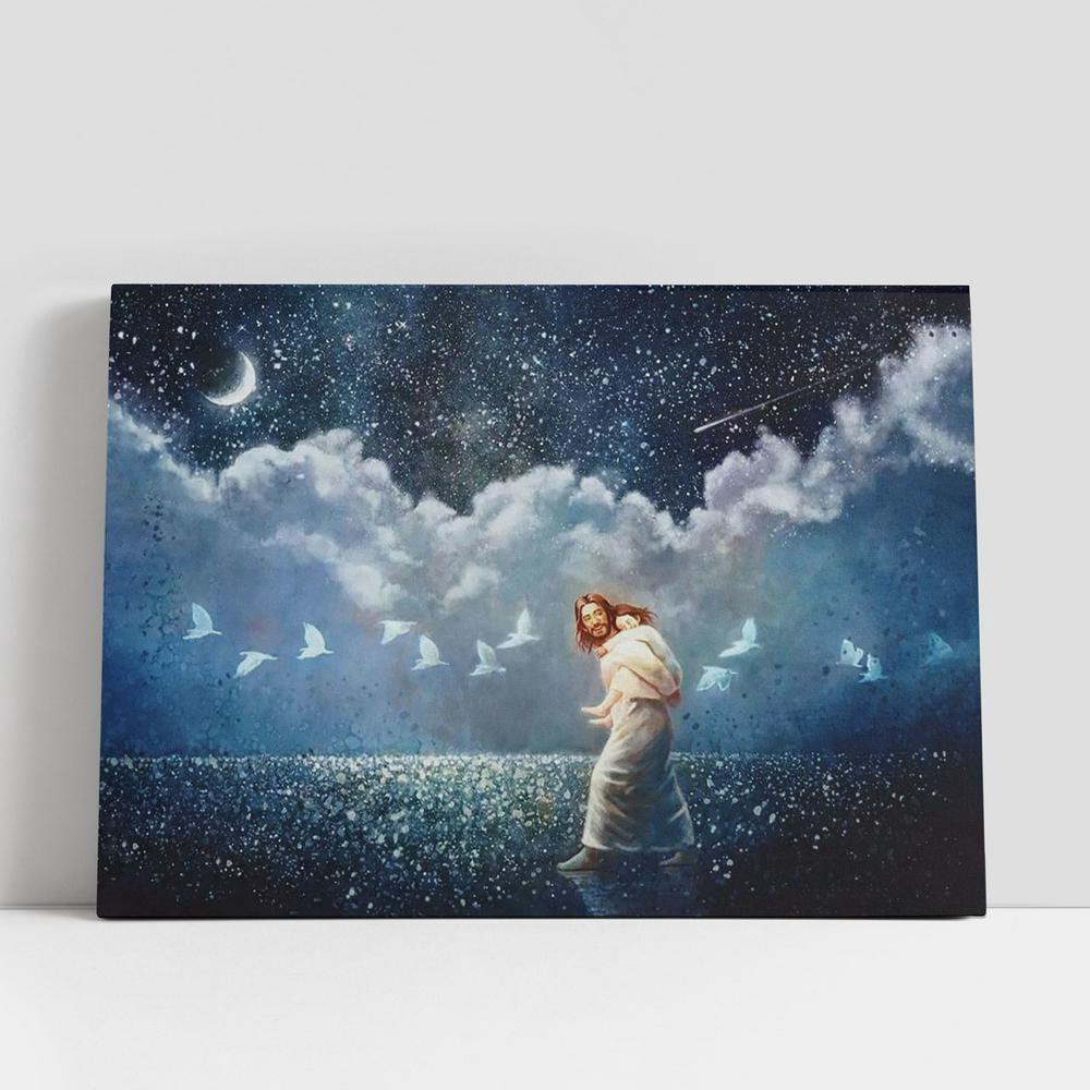 Christian Canvas Wall Art, Jesus Carry Children Canvas, With All The Heart Large Canvas, Christian Canvas Art Christian Canvas Wall Art, Jesus Carry Children Canvas, With All The Heart Large Canvas, Christian Canvas Art