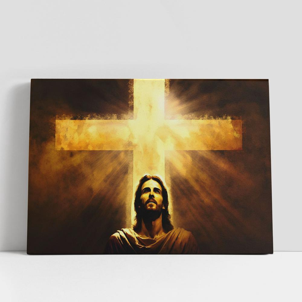 Christian Canvas Wall Art, Jesus Christ Close Up Portrait With Cross Canvas Pictures, Faith Art, Christian Canvas Art Christian Canvas Wall Art, Jesus Christ Close Up Portrait With Cross Canvas Pictures, Faith Art, Christian Canvas Art