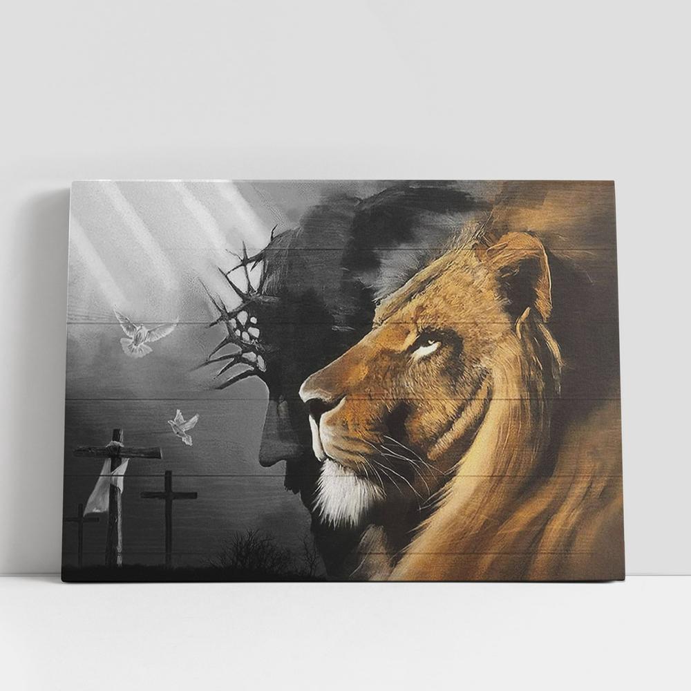Christian Canvas Wall Art, Jesus Christ Lion Of Judah Lamb Canvas Art, Lion Canvas Wall Decor, Christian Canvas Art