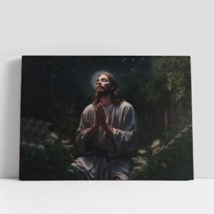 Christian Canvas Wall Art, Jesus Christ Prays…