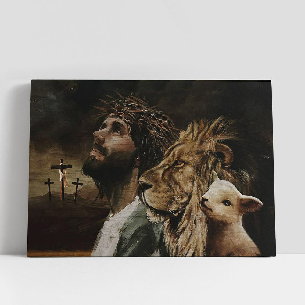 Christian Canvas Wall Art, Jesus Christ The Lamb Of God The Lion Of Judah Canvas Art, Bible Verse Wall Art, Christian Canvas Art