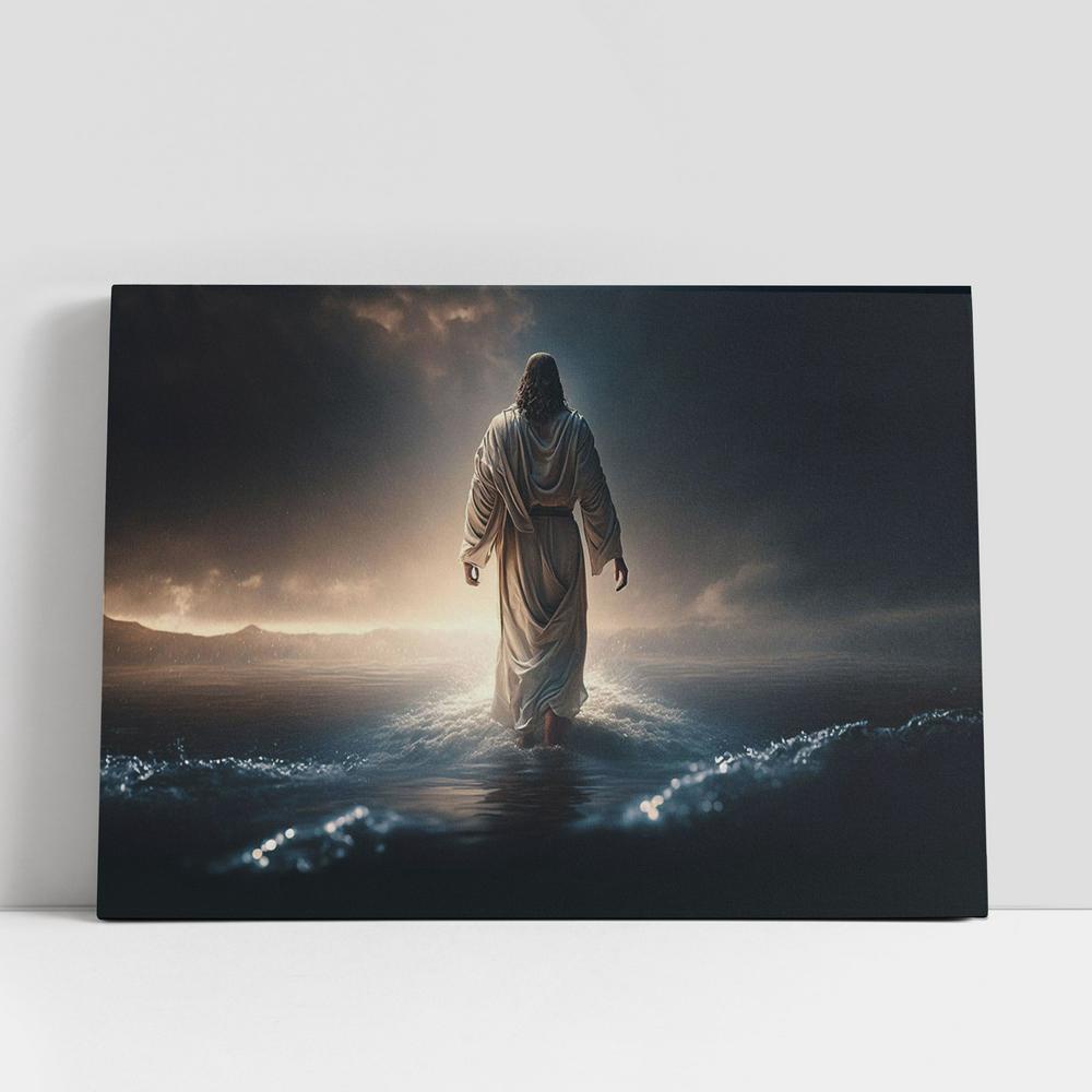 Christian Canvas Wall Art, Jesus Christ Walk On The Water Canvas Pictures, Faith Art, Christian Canvas Art