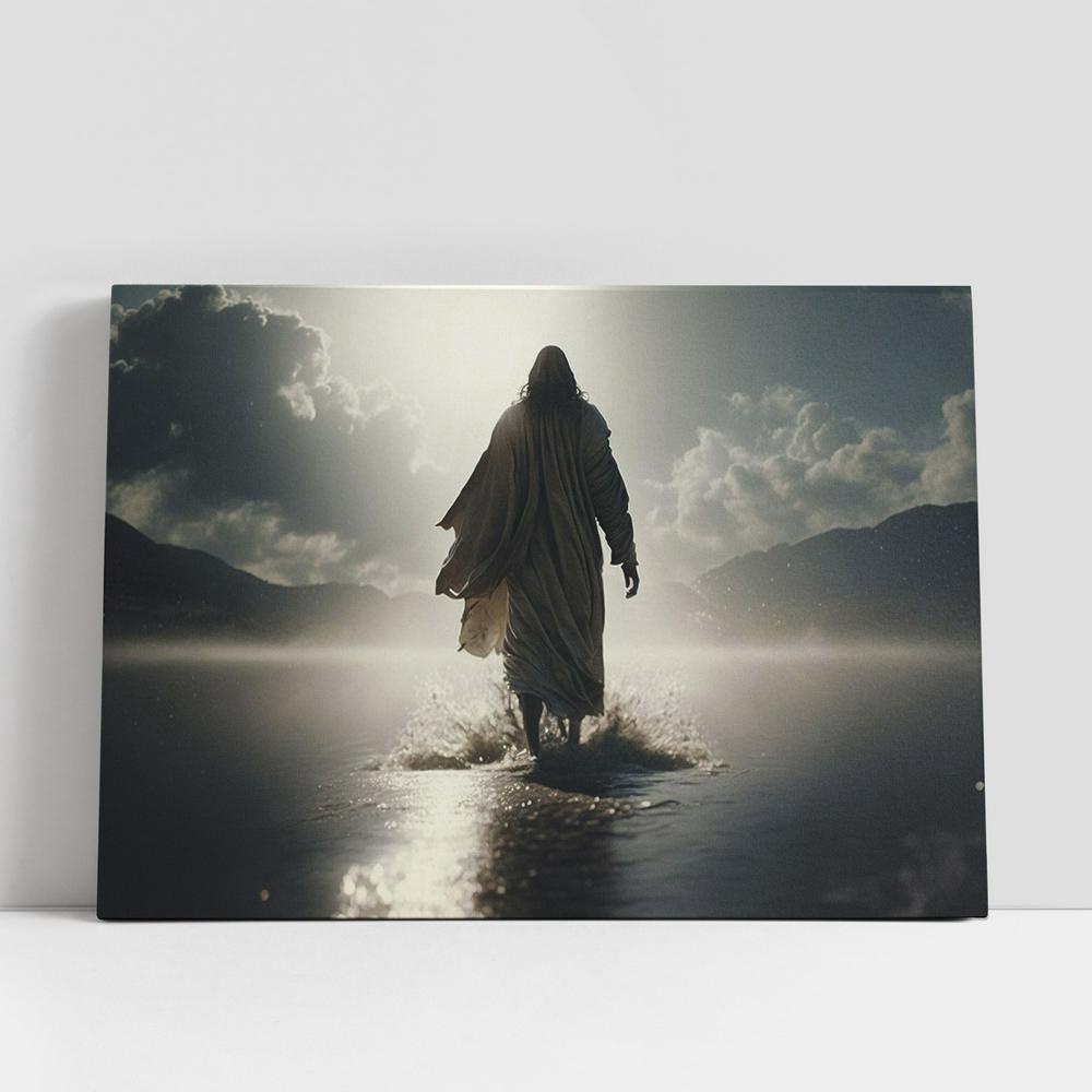 Christian Canvas Wall Art, Jesus Christ Walking On Water Religious Canvas Pictures, Faith Art, Christian Canvas Art
