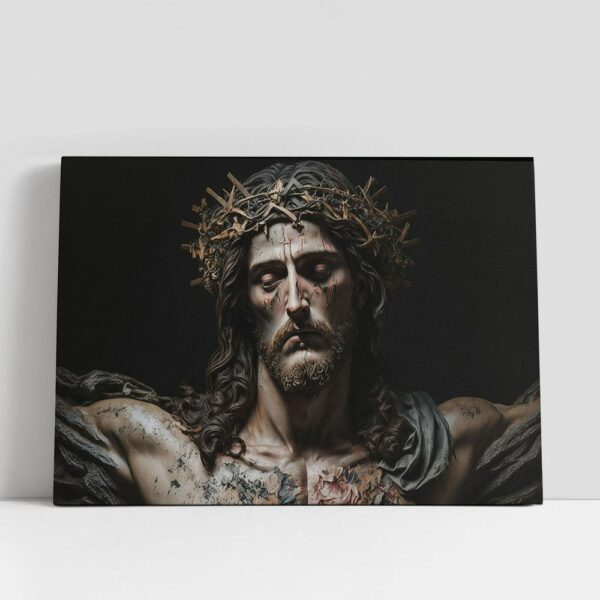 Christian Canvas Wall Art, Jesus Christ With Crown Thorns Canvas Pictures, Faith Art, Christian Canvas Art