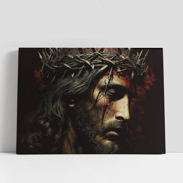 Christian Canvas Wall Art, Jesus Christ With Crown Thorns Crucification Canvas Pictures, Faith Art, Christian Canvas Art