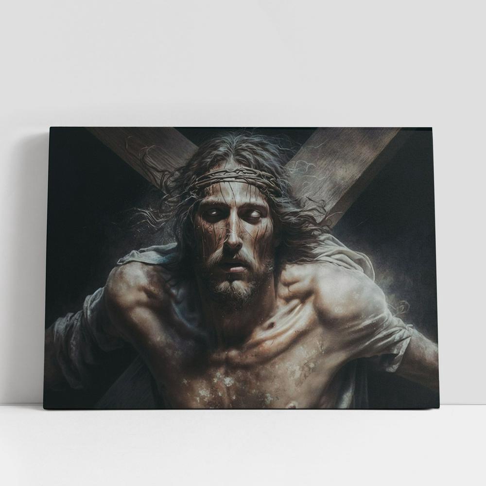 Christian Canvas Wall Art, Jesus Christ With Crown Thorns Crucification Resurrection Canvas Pictures, Faith Art, Christian Canvas Art