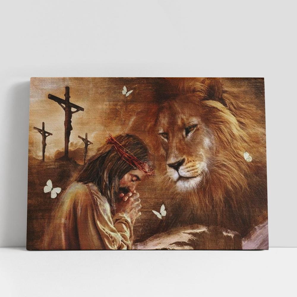 Christian Canvas Wall Art, Jesus Drawing Lion King Pray For Healing Canvas Poster, Christian Canvas Art